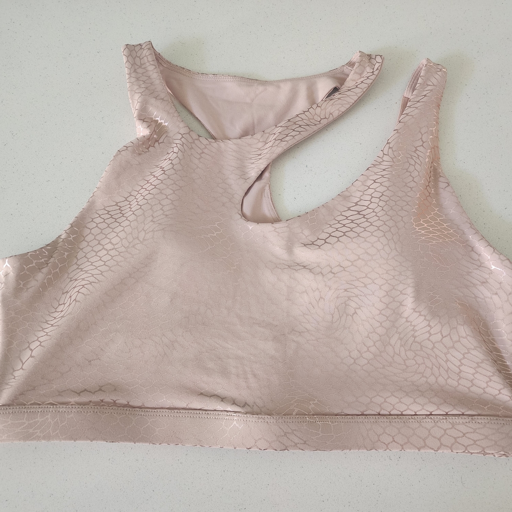 Women's Fabletics Blush/Metallic Strappy Snake Print Sports Bra